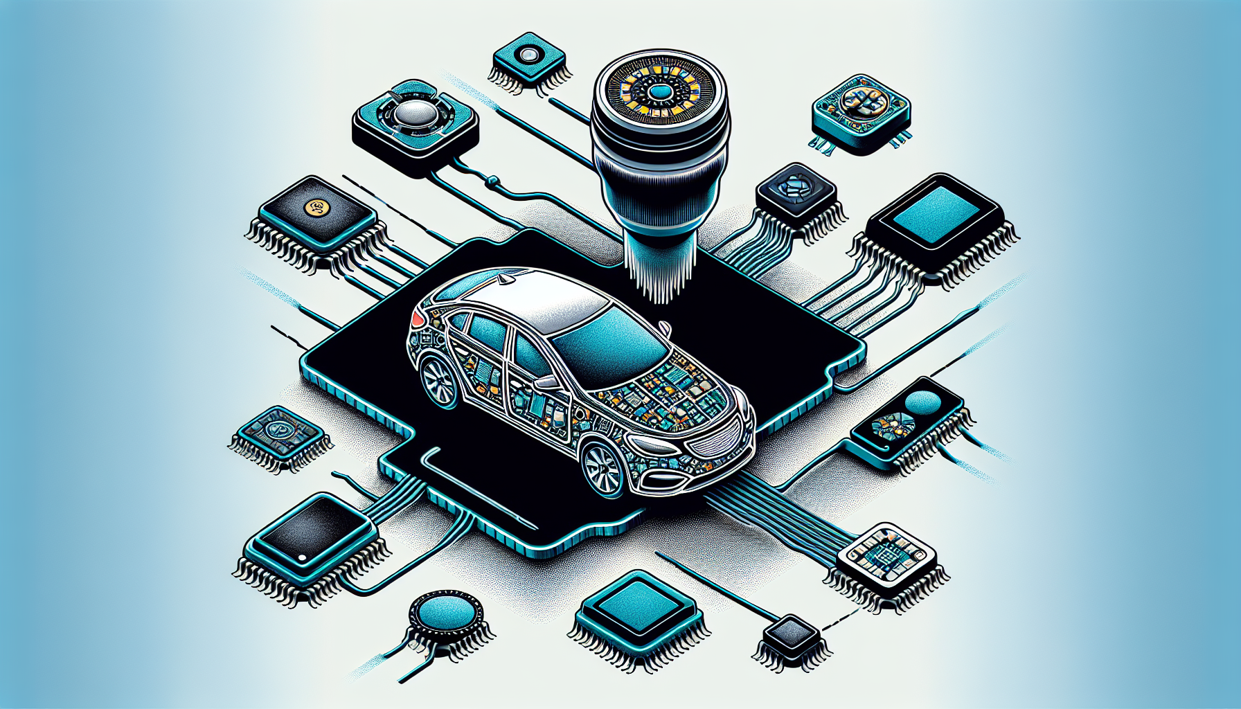 Illustration of semiconductor chips used in cars