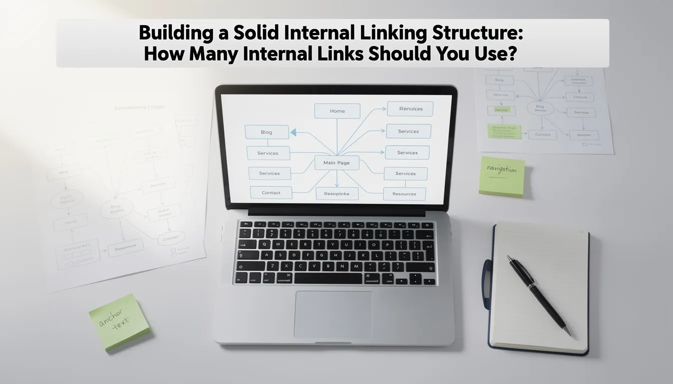 The image illustrates a diagram of a solid internal linking structure, showcasing how various internal links point to key pages on a website. This visual representation helps users and search engines understand the site's structure and the flow of link equity between related pages.