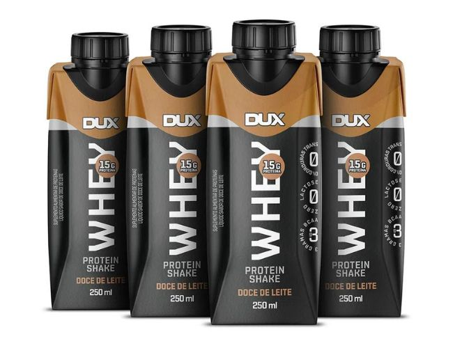 Whey Protein Shake, 250ml, sabor doce de leite. Imagem retirada do site da Dux Nutrition.