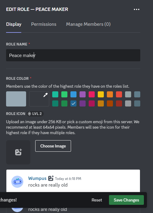 Closeup image showing how to edit a role on Discord