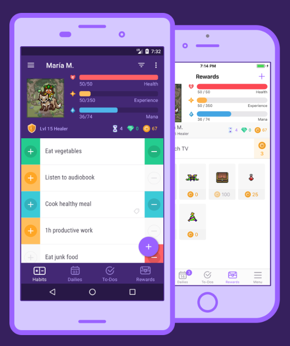 Example of gamification using Habitica.