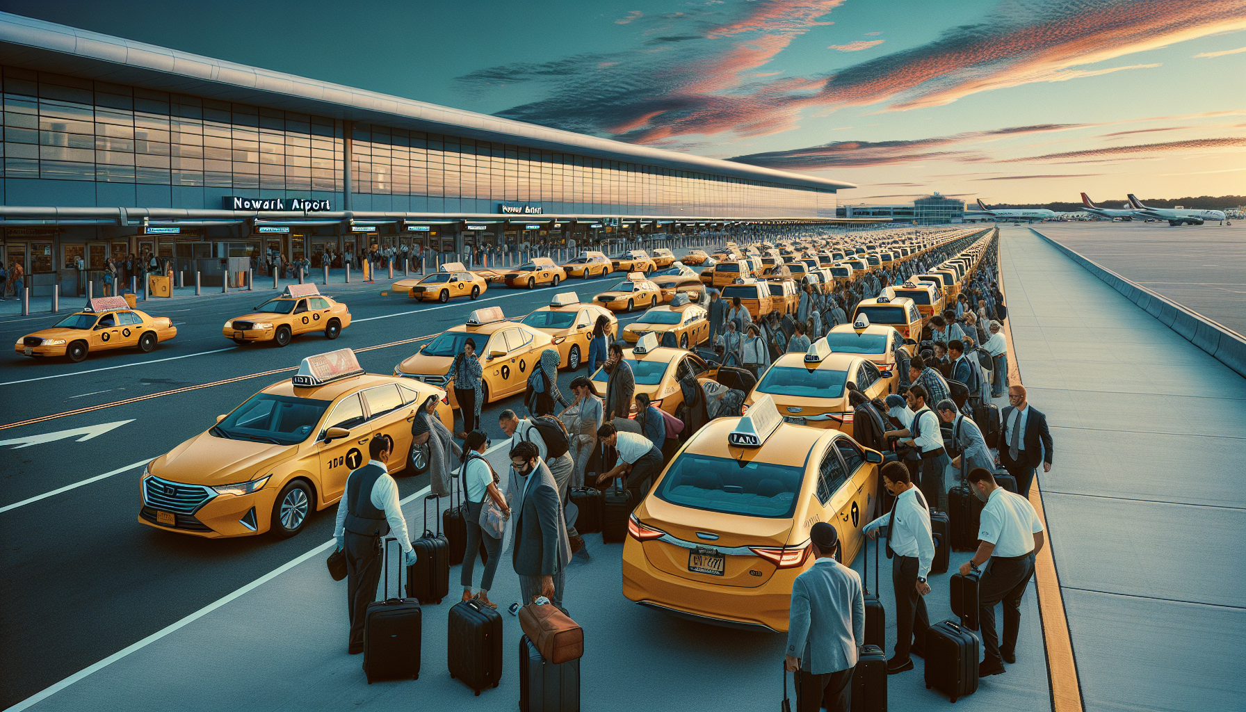 Taxis waiting at Newark Airport