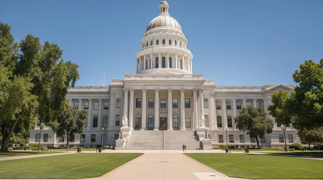 California State Capitol building under a clear blue sky.