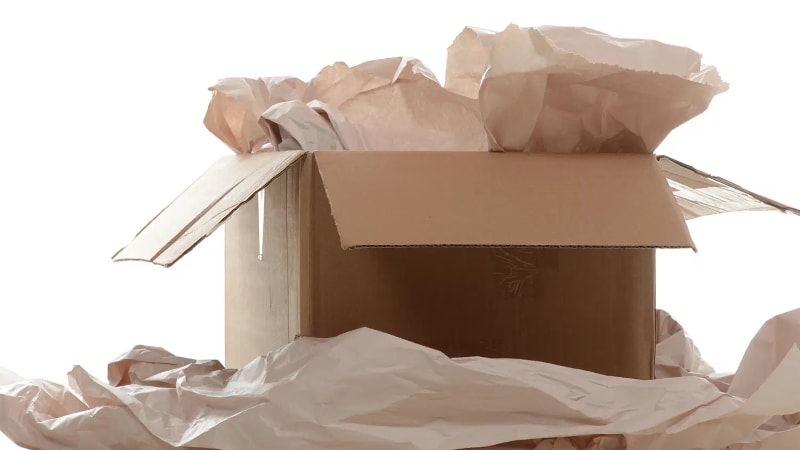 Crumpled paper in a box