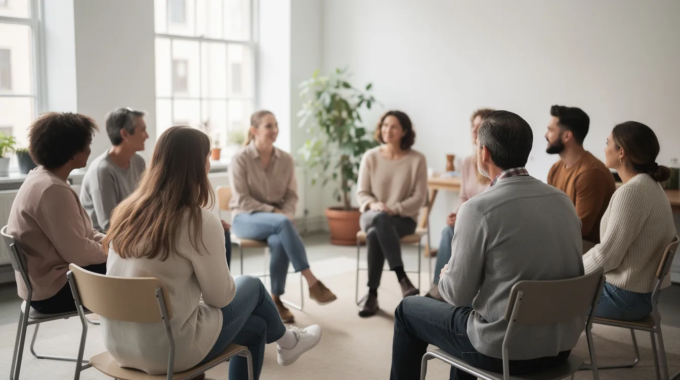 L'image montre un groupe de personnes assises en cercle dans un espace ouvert, échangeant calmement des idées et des points de vue sur des défis collectifs. Cette mise en place favorise la collaboration et l'intelligence collective, permettant ainsi une prise de décision efficace au sein de l'entreprise.