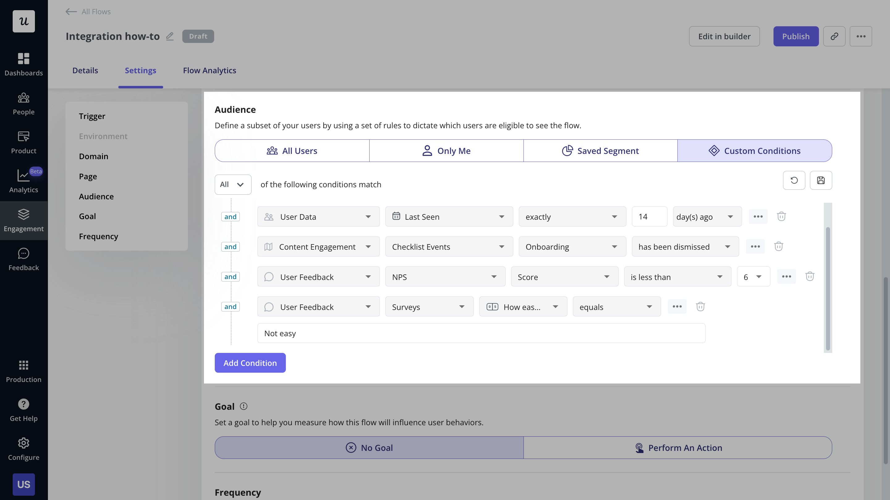 Audience settings from Userpilot