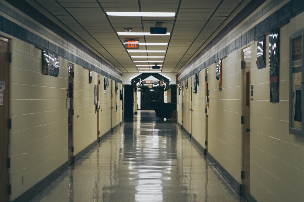 An empty hallway after severe weather hit, emergency personnel and emergency responders got everyone out safe.