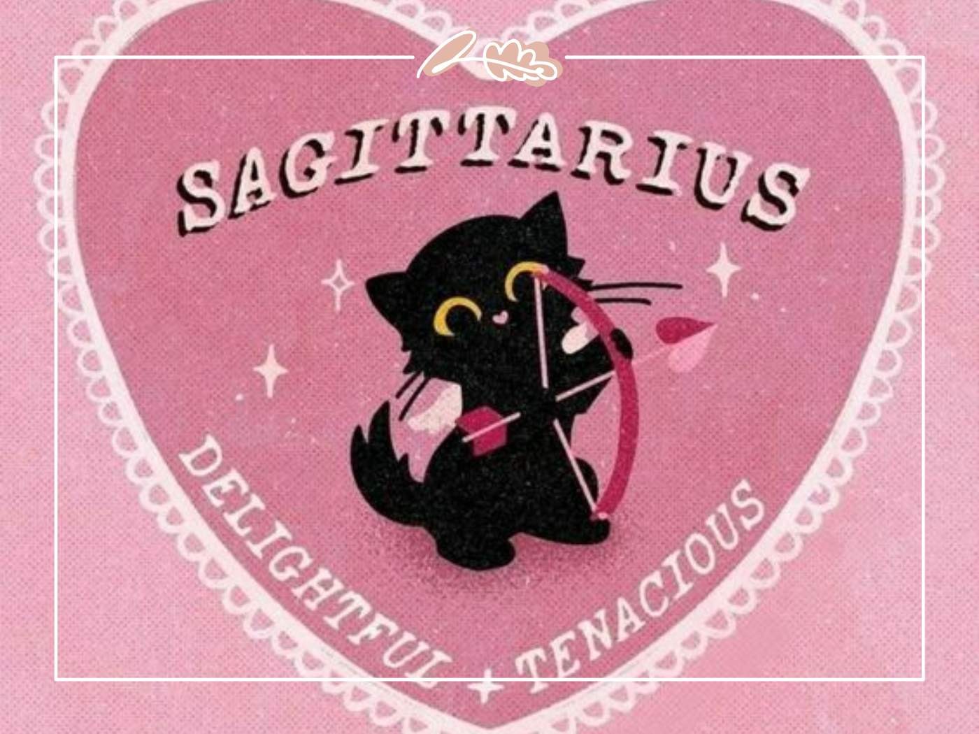 Sagittarius Cat Illustration - Cute Sagittarius cat illustration with bow and arrow, perfect playful gift for curious Sagittarians who love fun and humor.