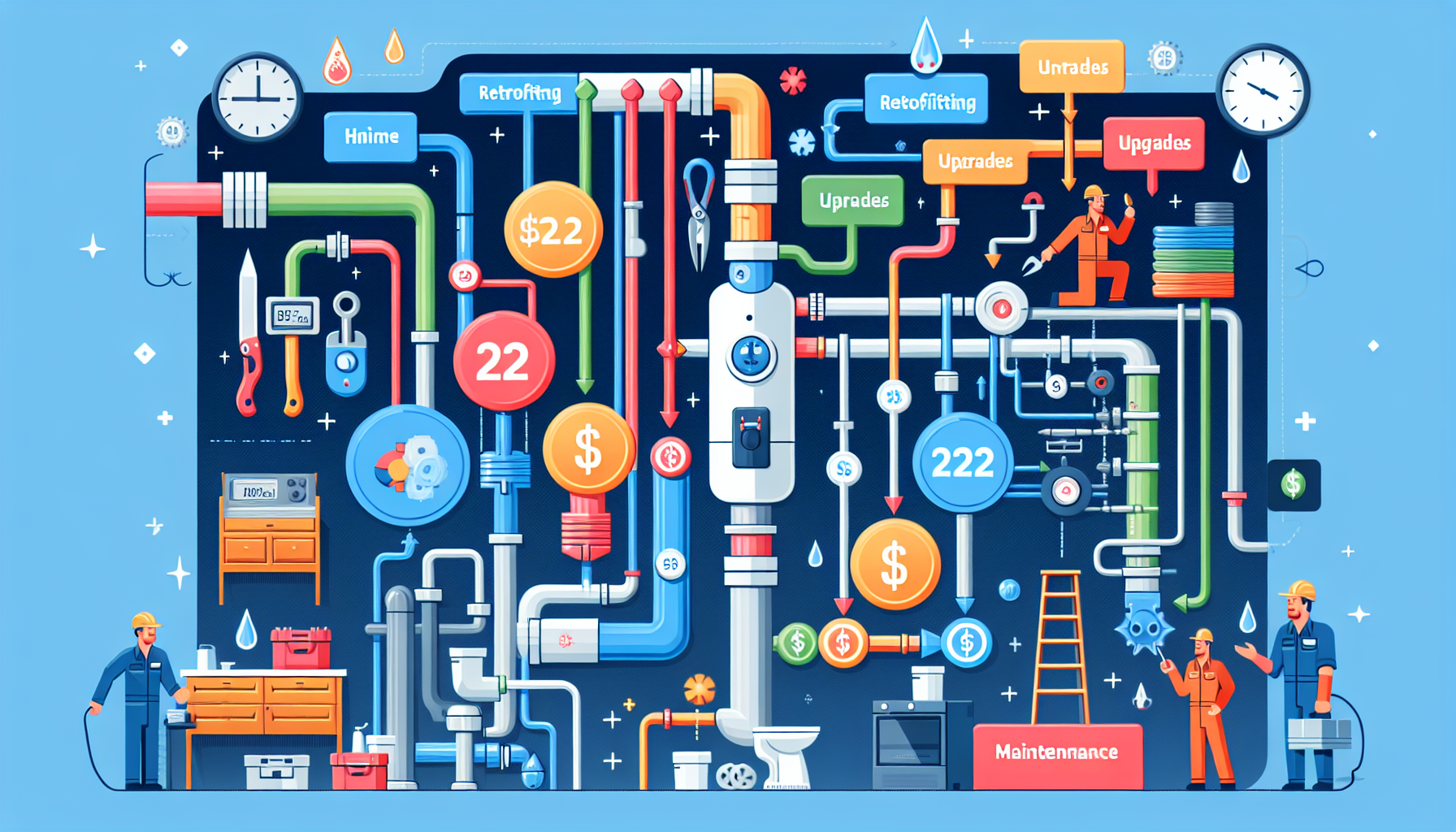 An illustration depicting additional costs to consider for hot water systems.