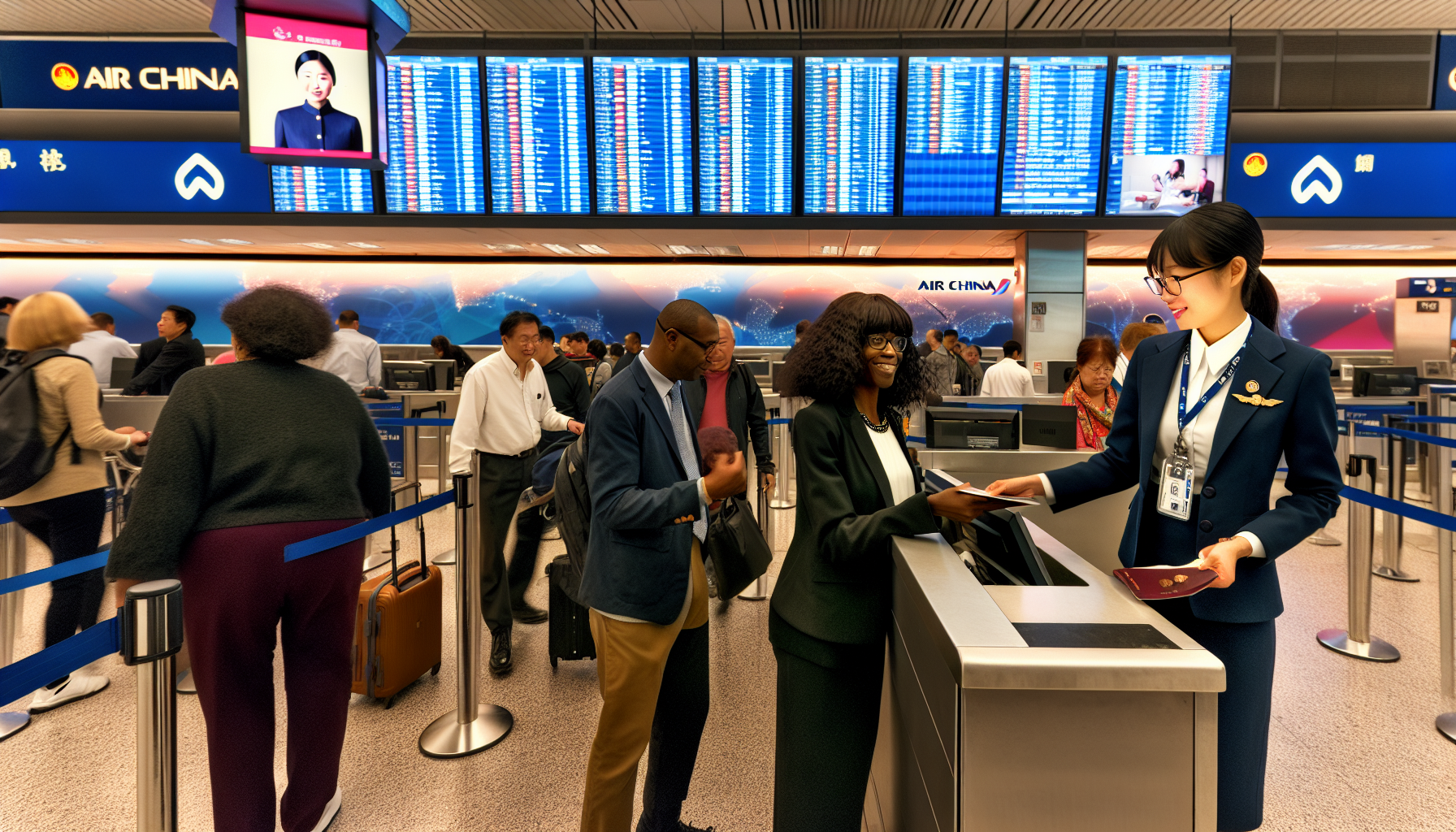 Air China check-in counter at Newark Airport