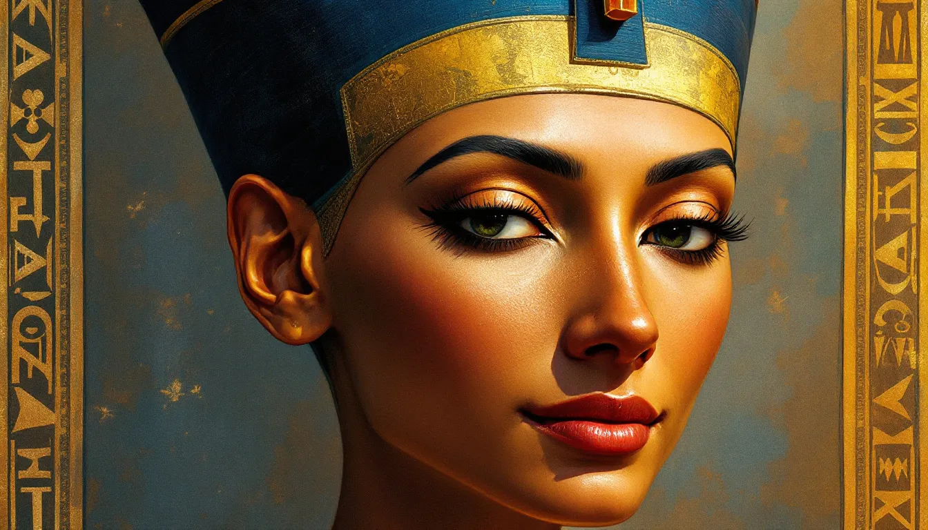 Una ilustración que representa el concepto de lifting de cuello de Nefertiti.