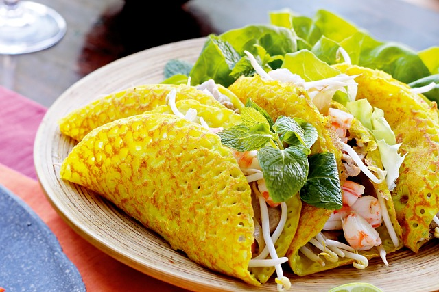 bánh xèo, food, dish