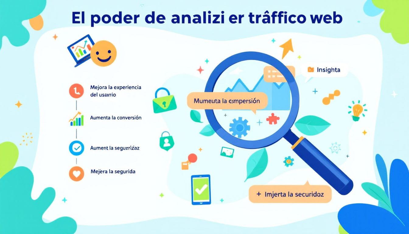 Infografía sobre la importancia de analizar el tráfico web y sus beneficios.