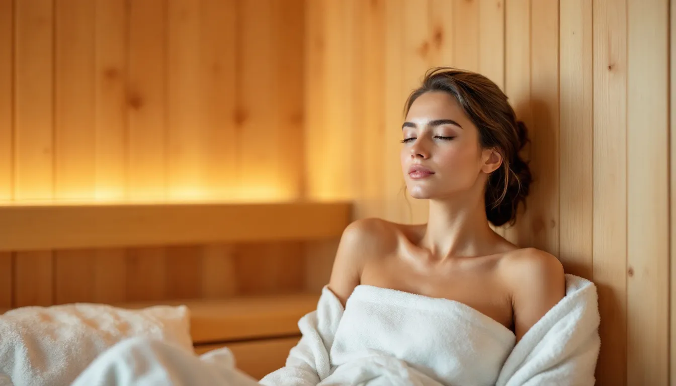 A person enjoying sauna therapy, focusing on pain relief and managing arthritis.