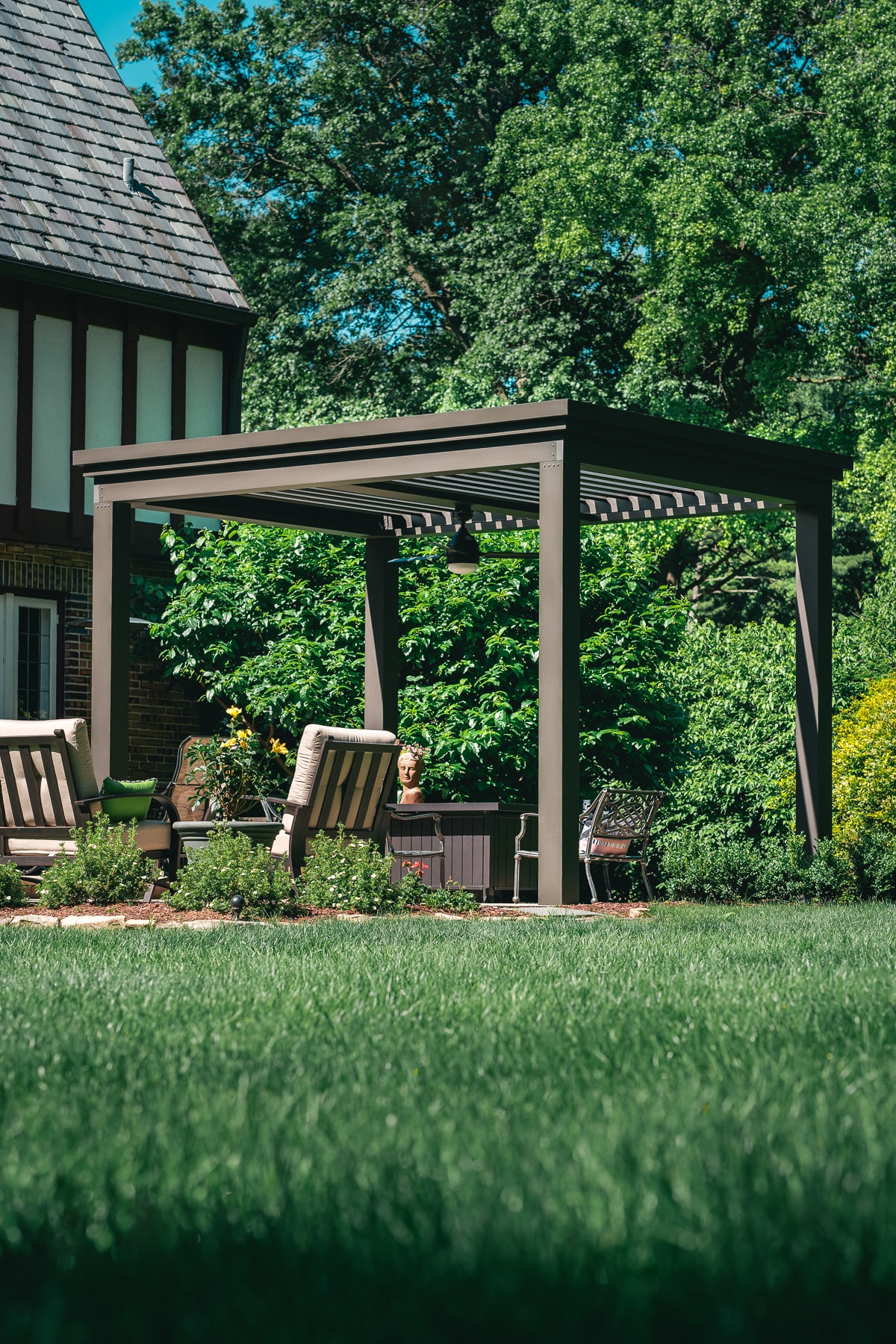 add a fire pit or adirondack chairs in your outdoor room.