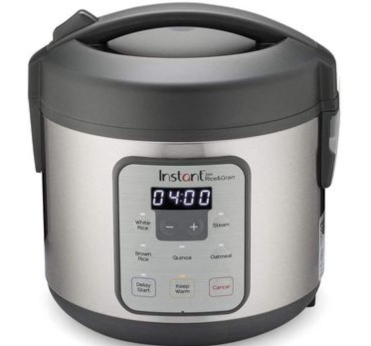 Instant Pot Zest Rice and Grain Cooker 8 Cups, Black and Stainless Steel