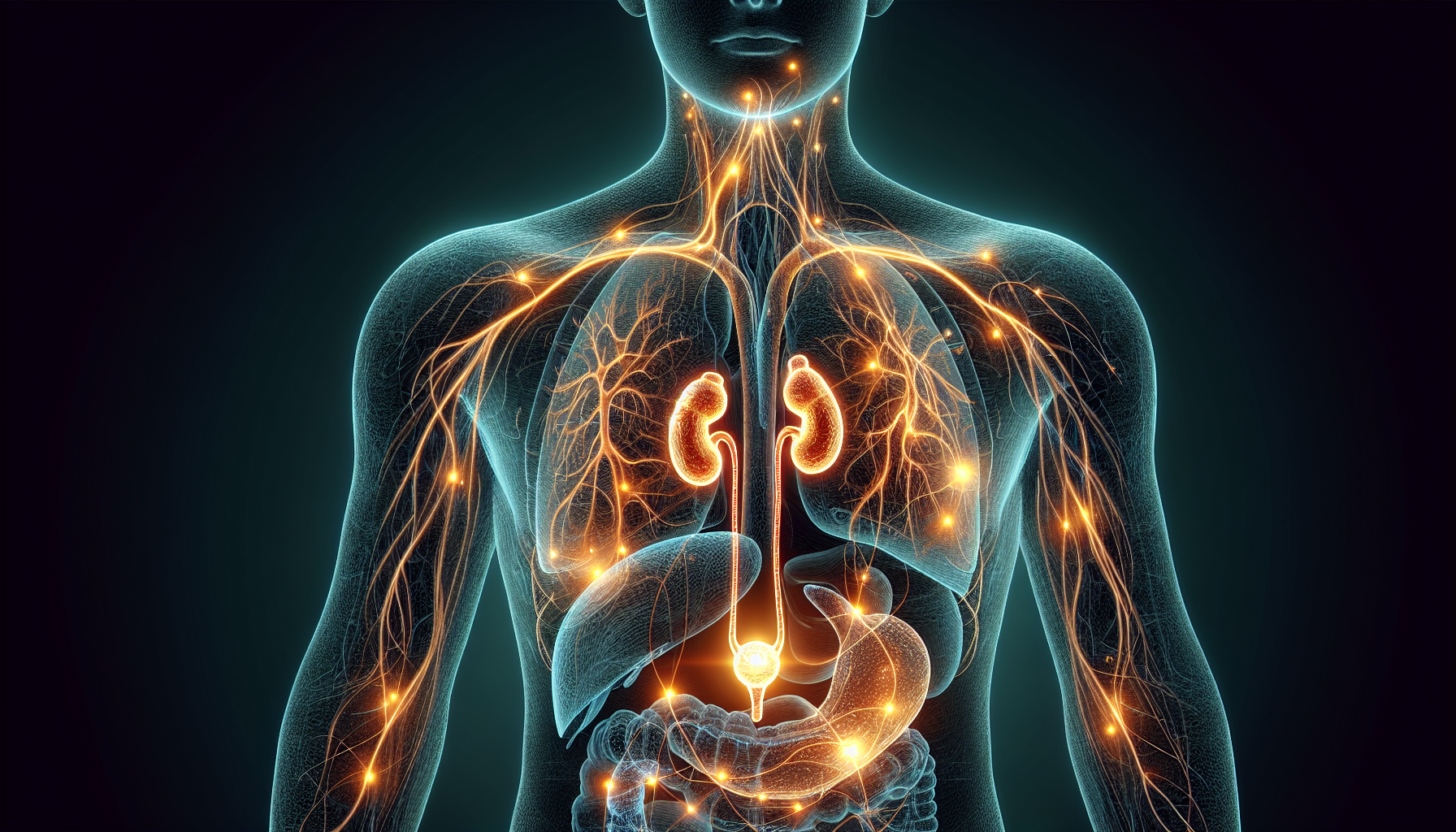 Illustration of a male endocrine system