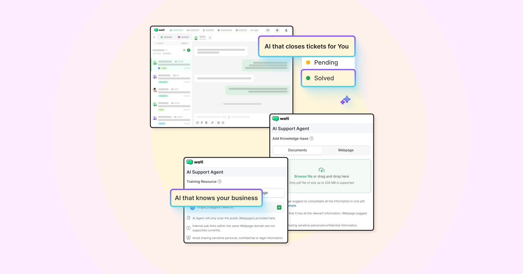 Screenshot of a WhatsApp chatbot conversation flow with quick reply buttons for booking appointments, viewing brochures, and chatting with a real estate agent.