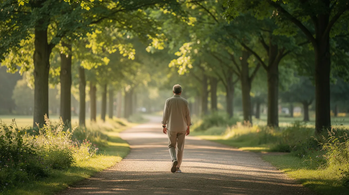 An adult walks alone on a serene, tree-lined path, reflecting on their journey as a first-generation individual navigating the complexities of cultural identity and familial expectations. This quiet moment symbolizes the emotional challenges faced by many first-generation adults, including the pressure to succeed and the need for mental health support.