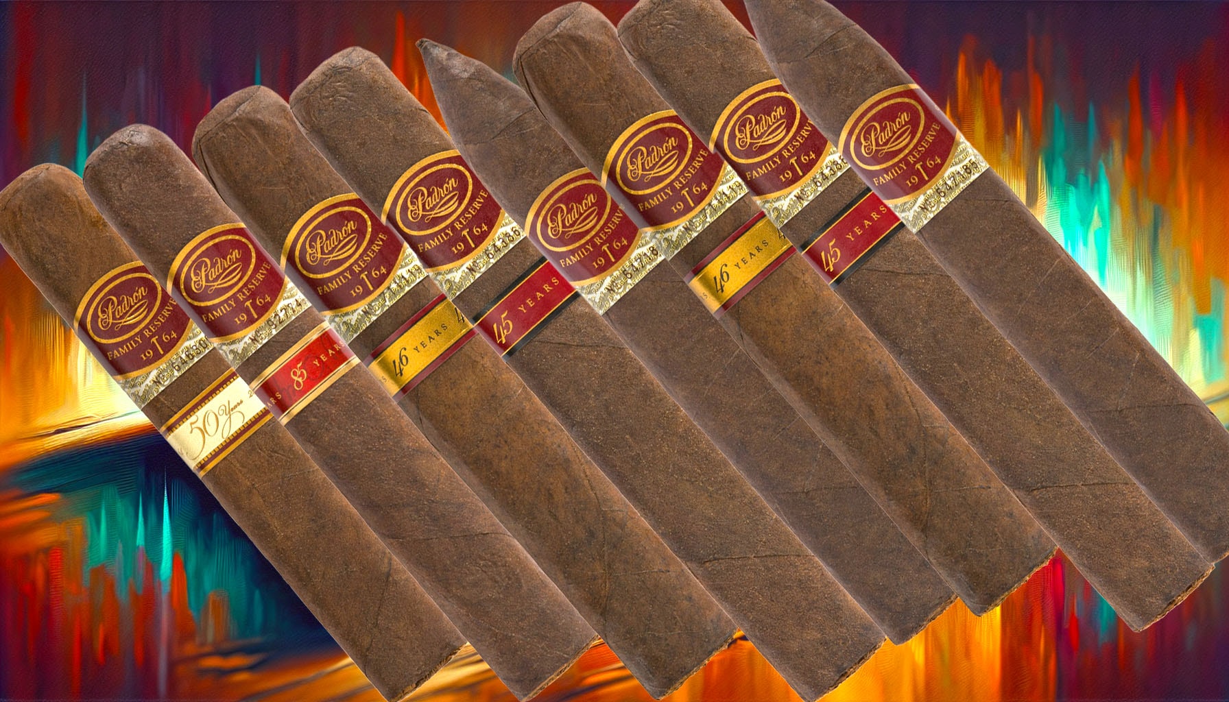 An illustration of various Padron Family Reserve cigars showcasing their unique features.