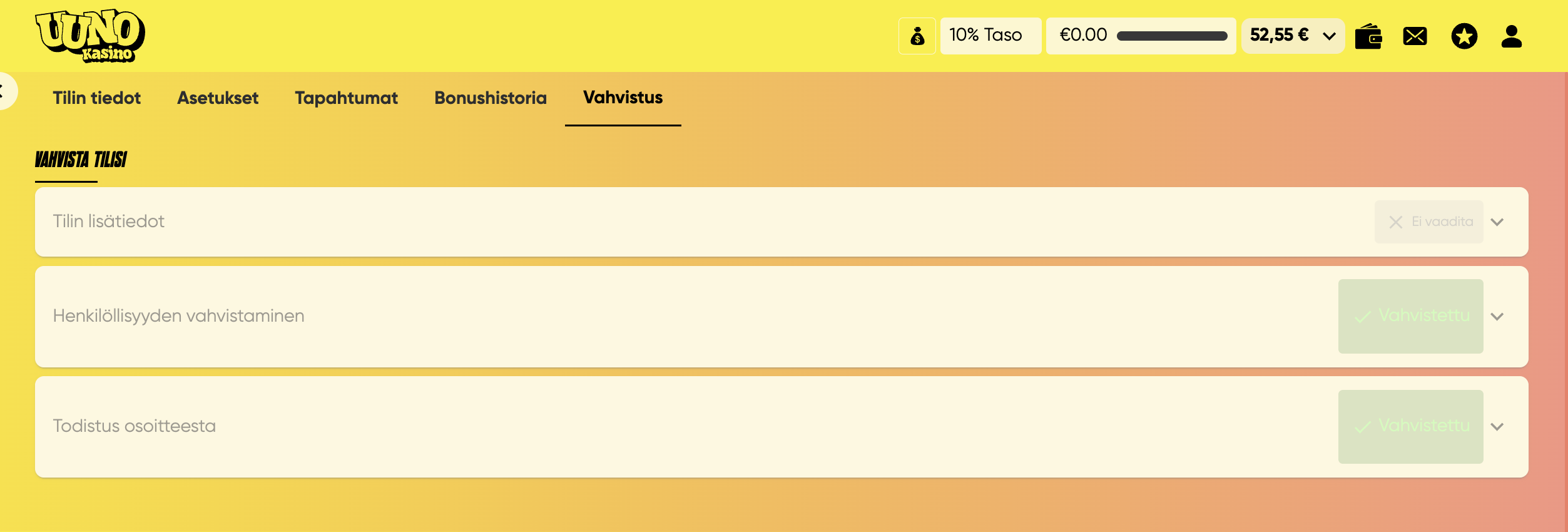 Uuno Kasino KYC on suoritettu automaattisesti Pay N Play -teknologian ansiosta