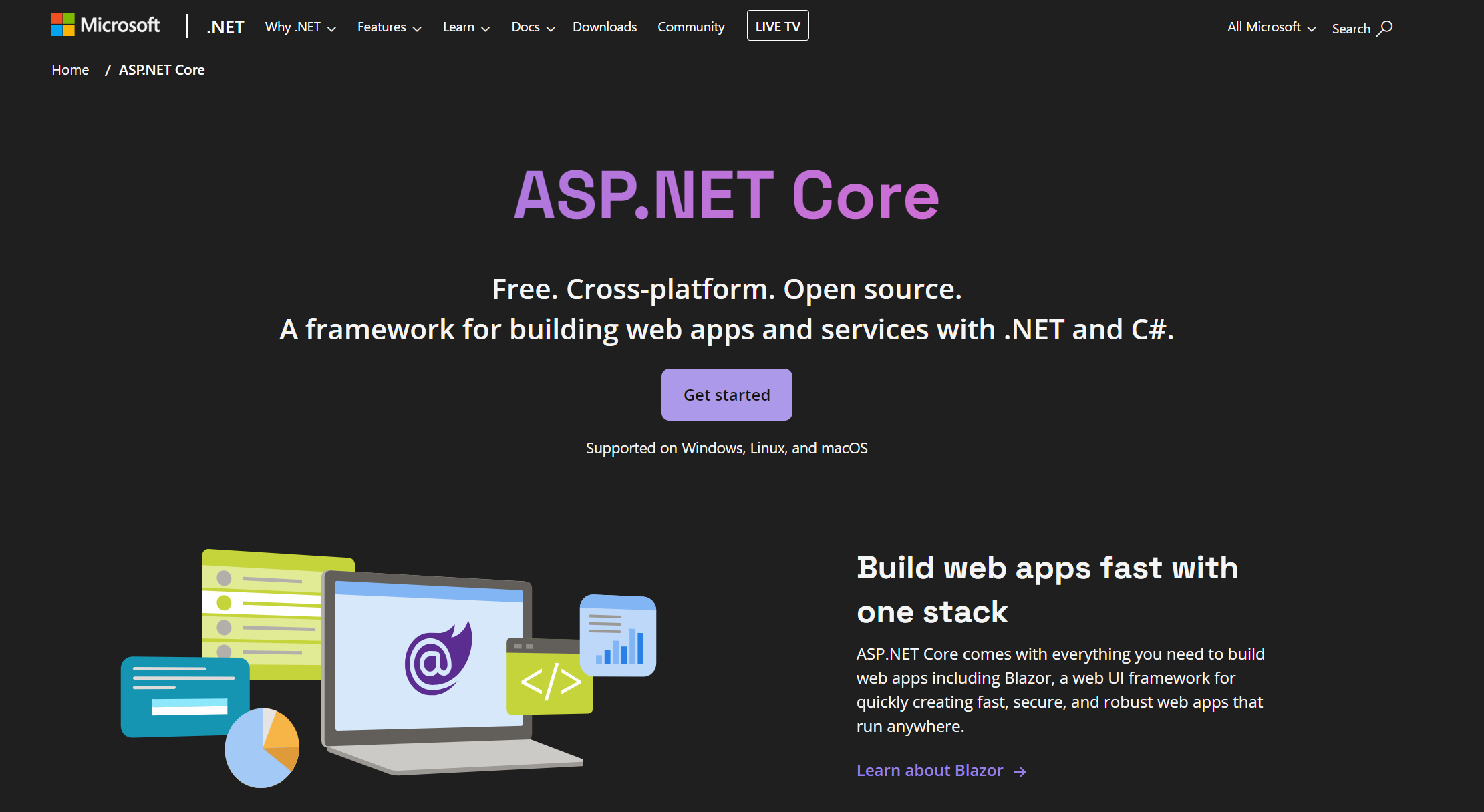ASP CORE NET For web based applications to create secure web applications or application programming interfaces with your development team