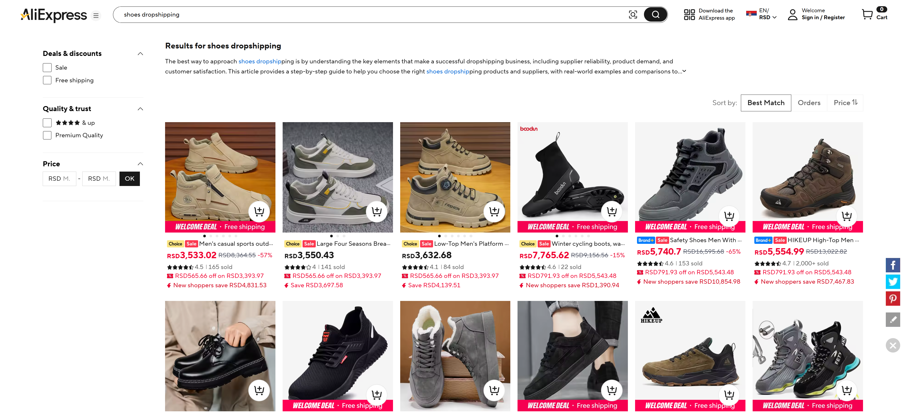 start dropshipping shoes by finding dropshipping shoe suppliers on aliexpress