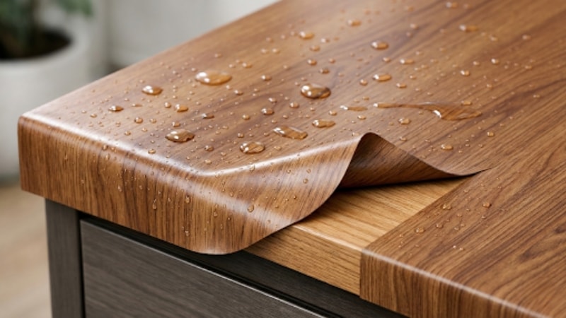 Vinyl wrap is protecting orignal surfce of furniture from moisture