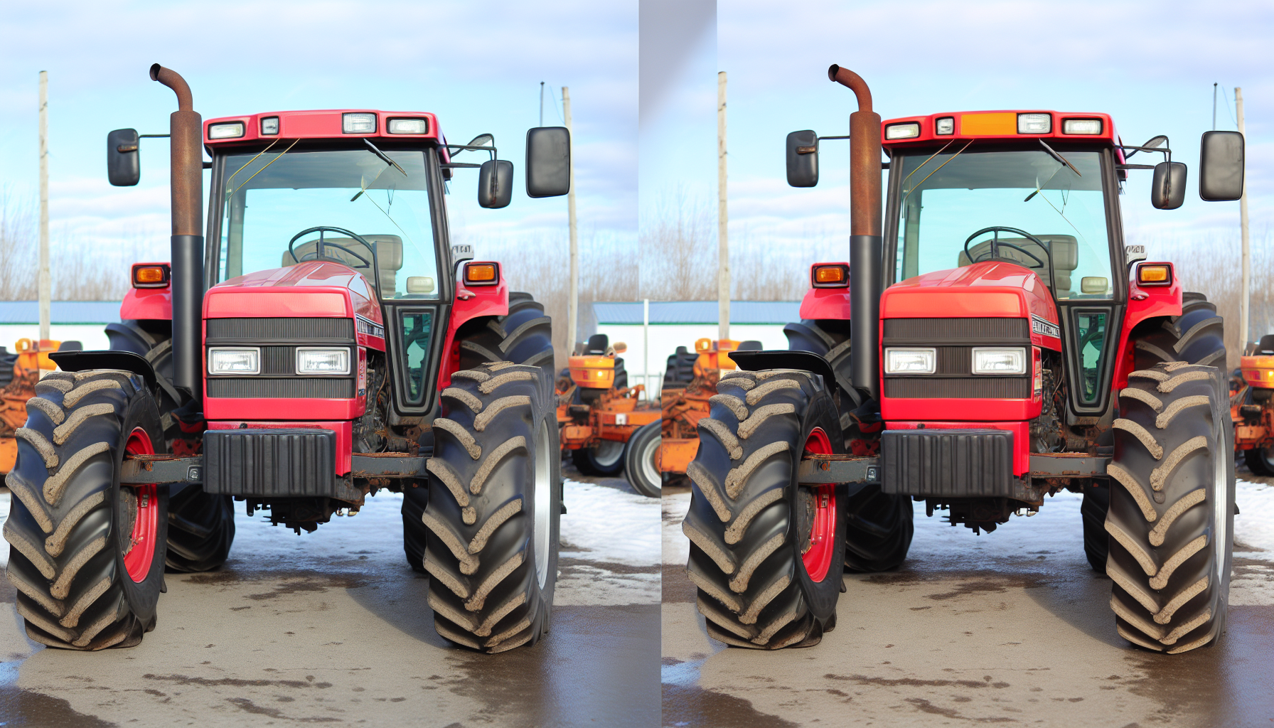 A comparison of new and used tractors with price tags