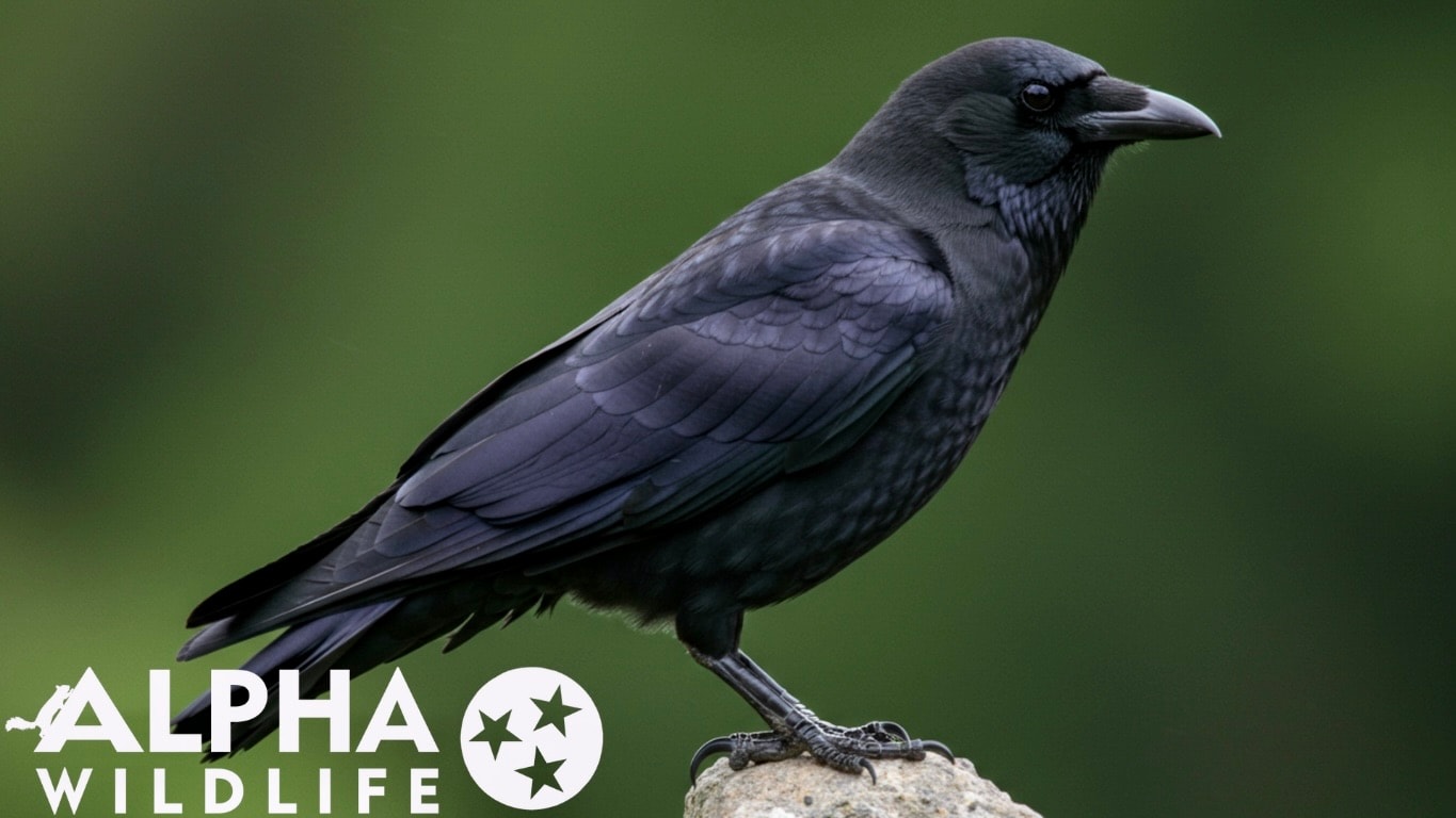 Crow roosting on a rock