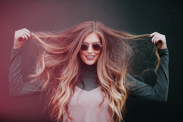 hair flair on woman with dark glasses