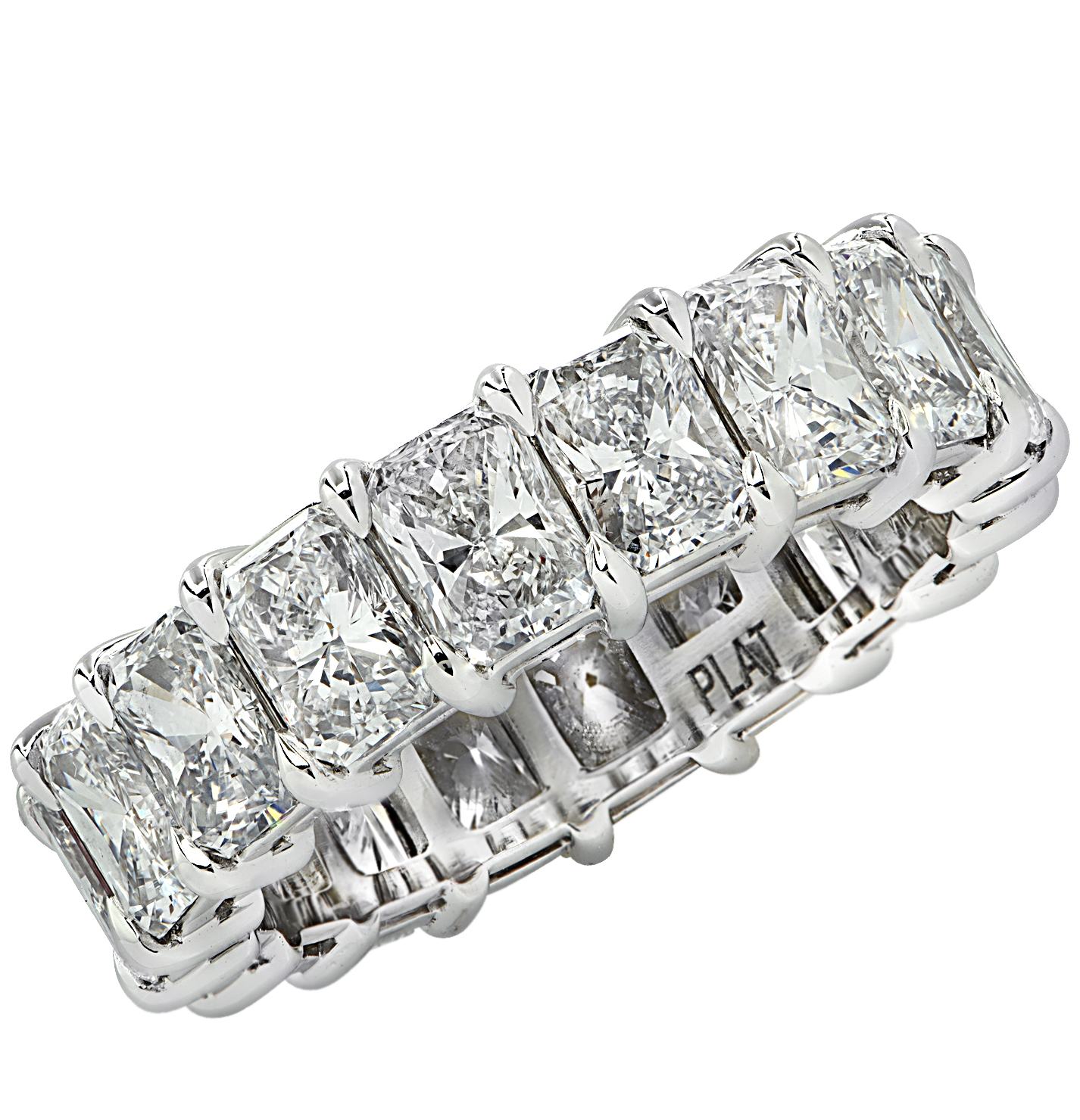 Radiant cut diamond band 