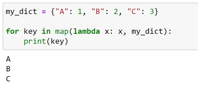 Iterating keys using the map() function