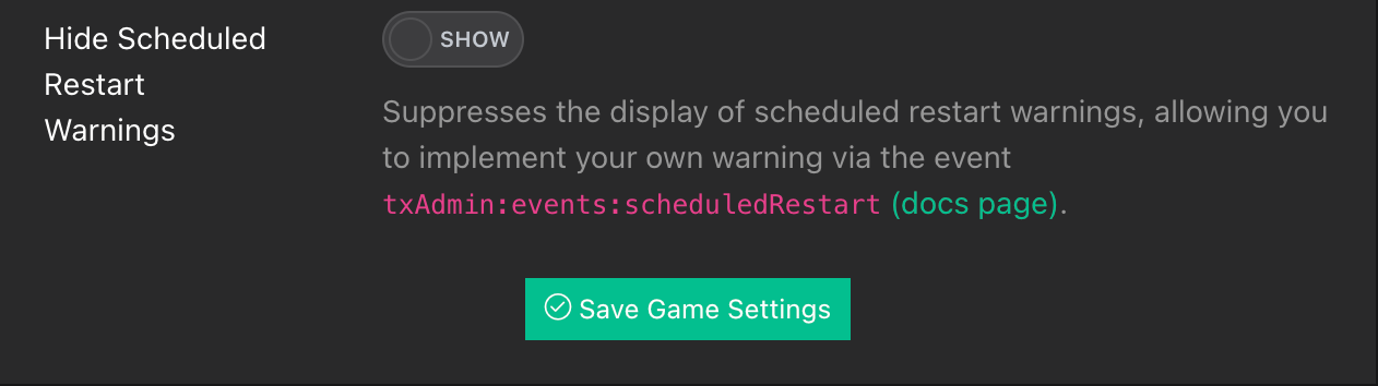 Hode scheduled restart warnings