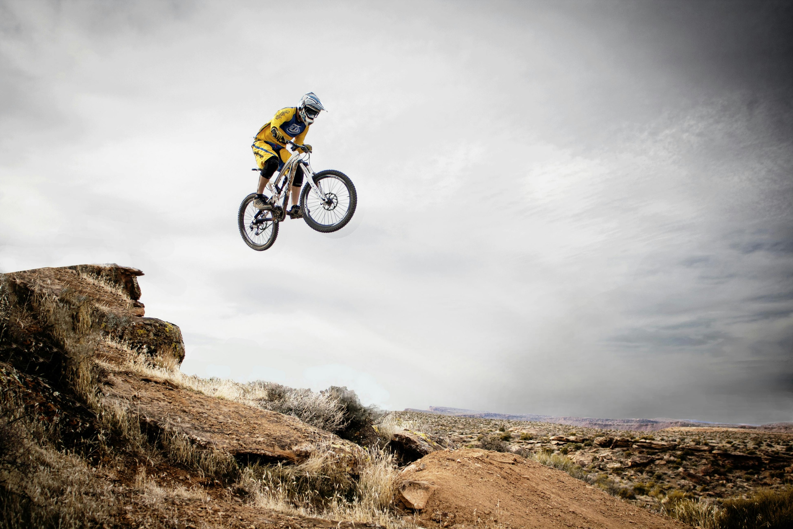 Person Riding Old 26" Mountain Bike Making Trek on Thin Air