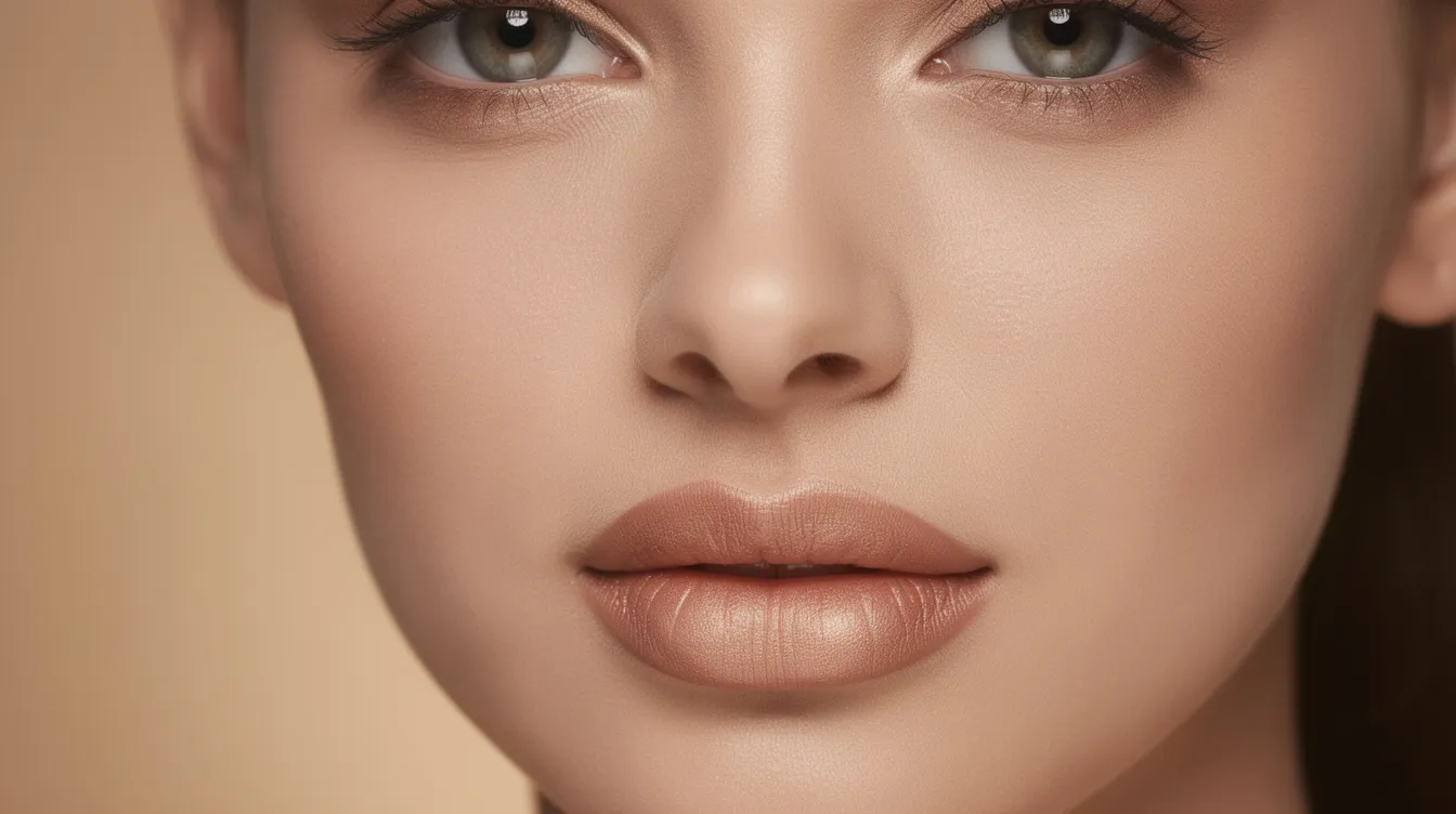 A close-up portrait of a woman showcases her natural-looking lips, illuminated by soft lighting, highlighting the natural lip shape and upper lip border. The image reflects the results of well-executed lip filler treatments, emphasizing a smooth lip border without signs of filler migration or unnatural appearance.