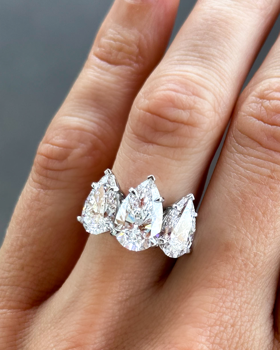 GOODSTONE Triad Engagement Ring With Pear Cut Diamonds