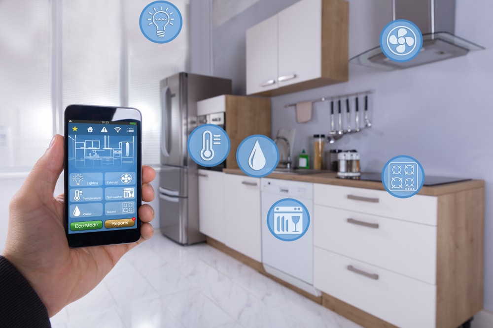 An image showing a smart home with technology for monitoring water pressure, quality and temperatures.