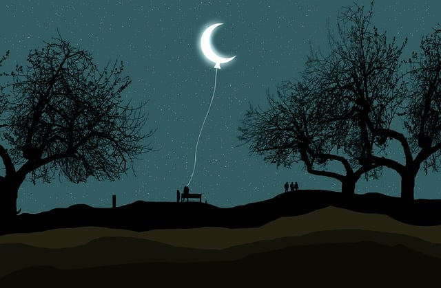 crescent, moon, balloon