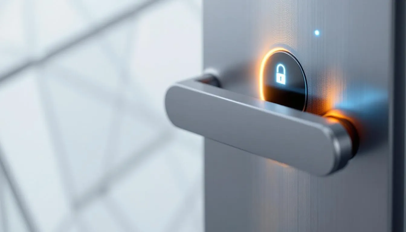 A close-up of an electronic lock displaying its enhanced security features.