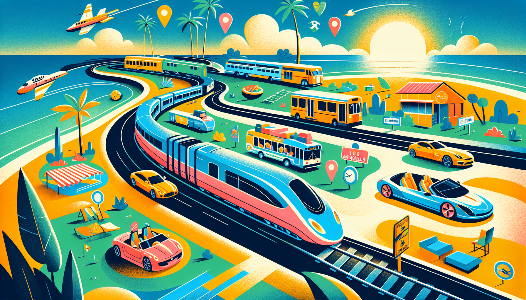 An illustration showcasing additional travel options from Florida to Los Angeles.