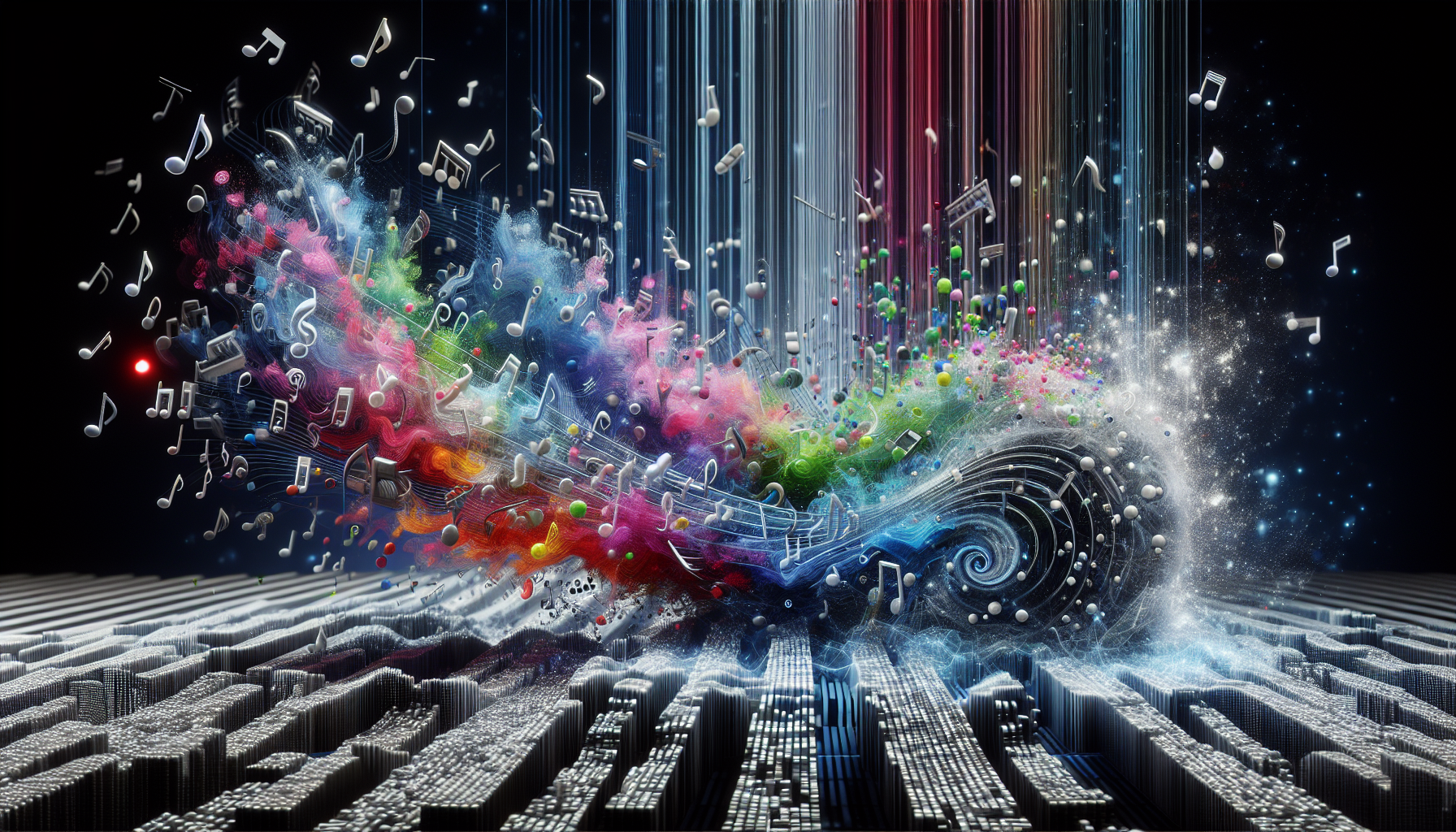 AI music generator transforming sound waves into colorful music notes