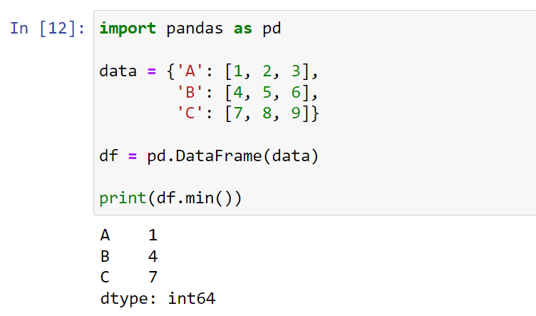 Using the min() function in pandas to find values in alphabetical order