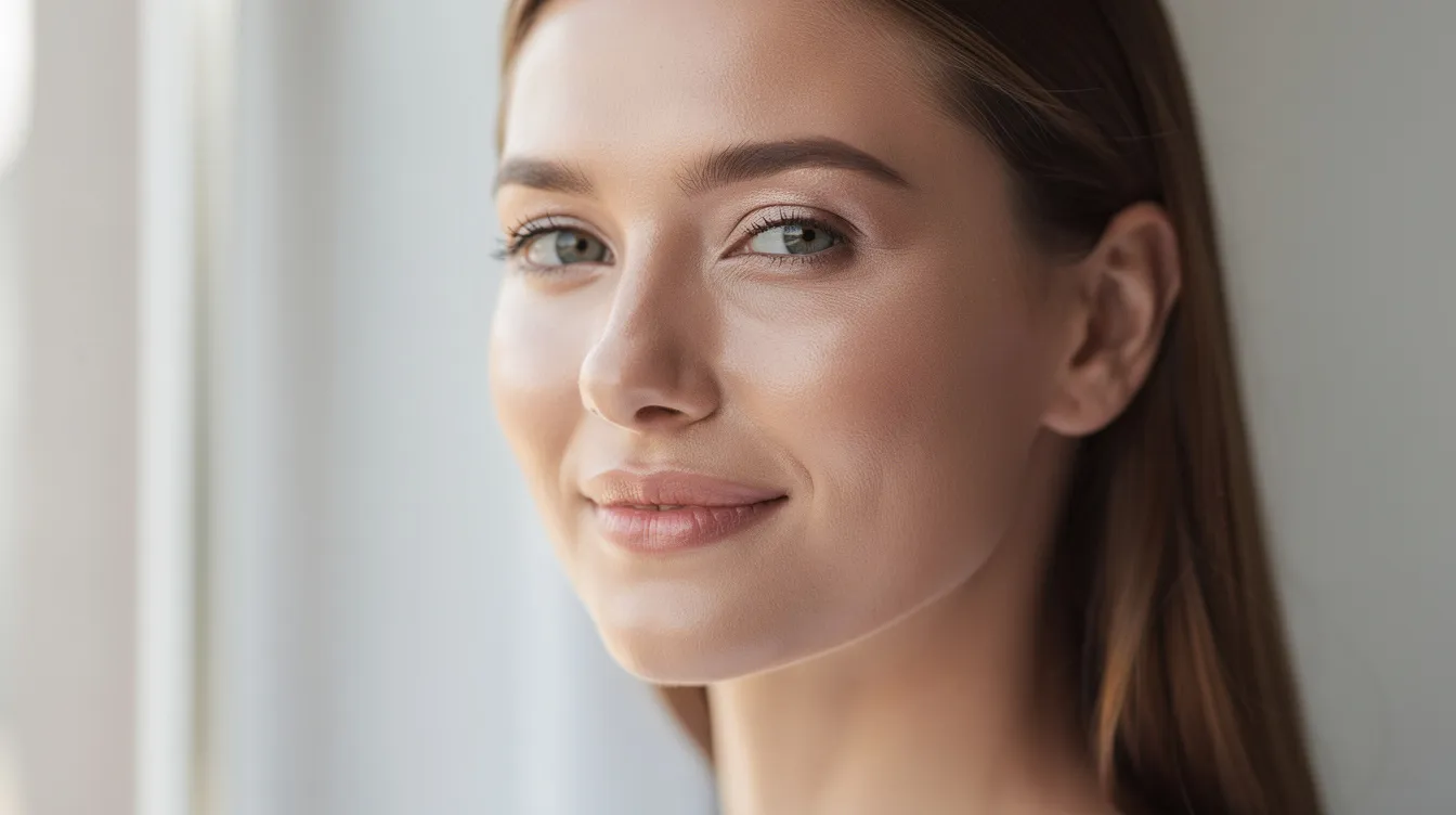 A woman with healthy, radiant skin is illuminated by natural lighting, showcasing her improved skin texture and overall skin quality. This image reflects the results of advanced aesthetic treatments that stimulate natural collagen production, resulting in a youthful appearance and visible improvements in skin firmness.