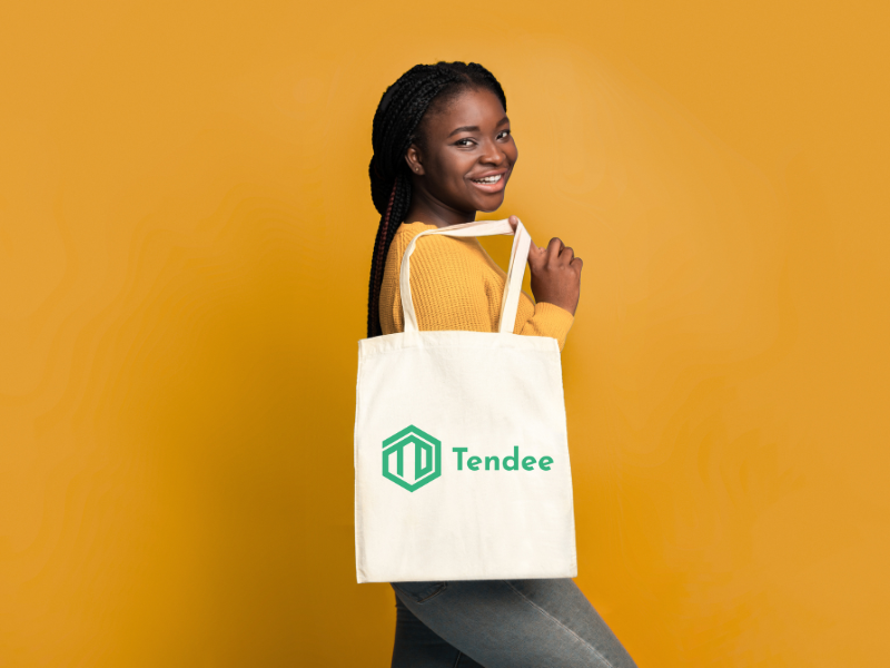 an illustration of a women holding a custom cotton tote bag 