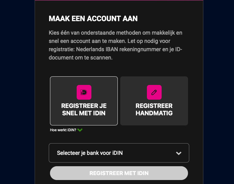 Het registratieproces bij Vbet