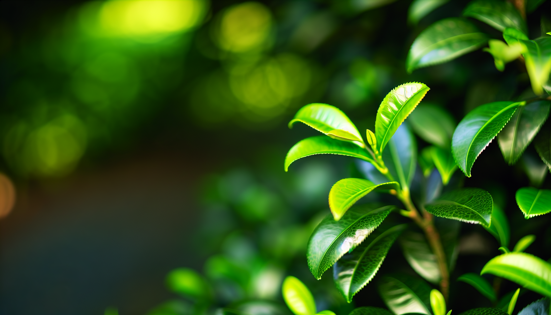 Hojas de Camellia sinensis, planta originaria del té verde