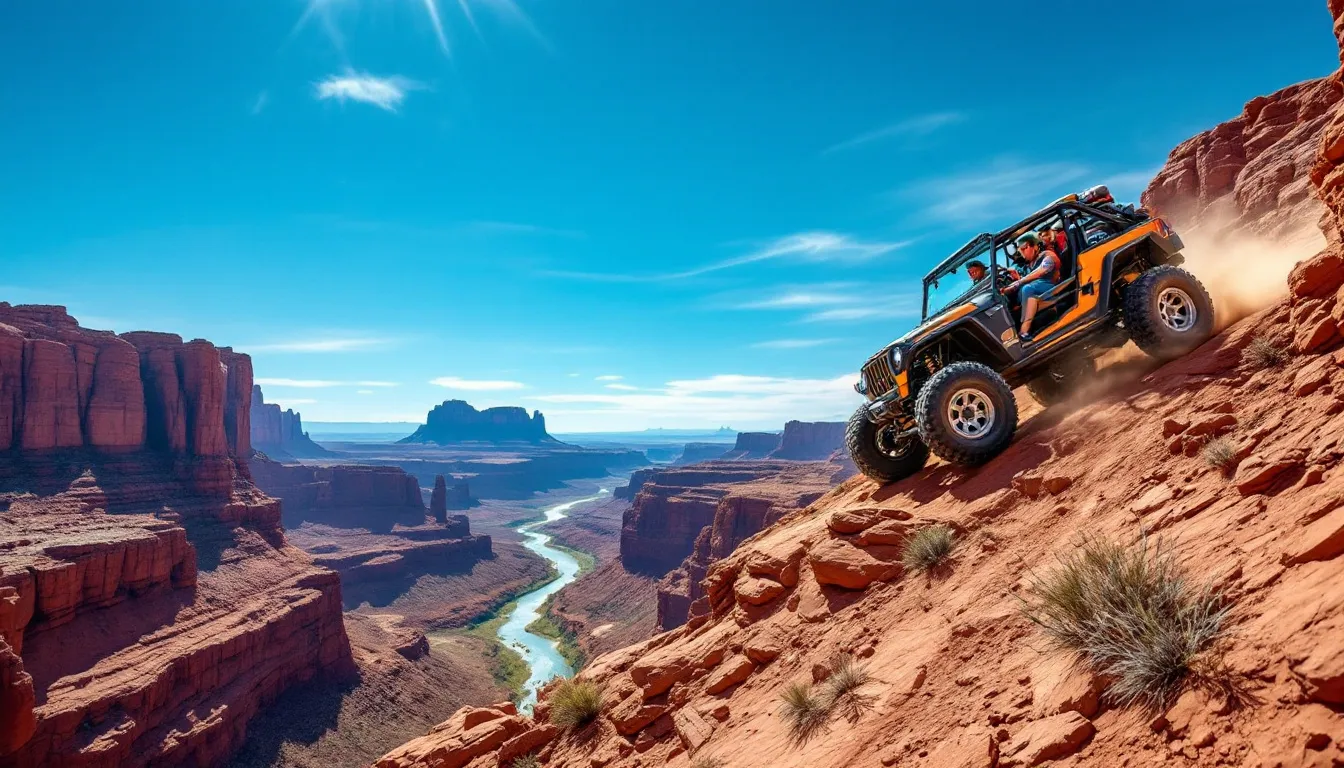 Moab Rim Trail showcasing the rugged terrain and off-roading challenges for adventure seekers.