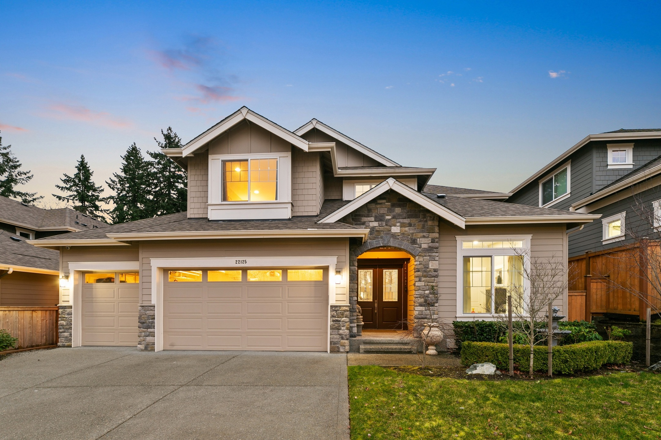 brown single family home brick detailing