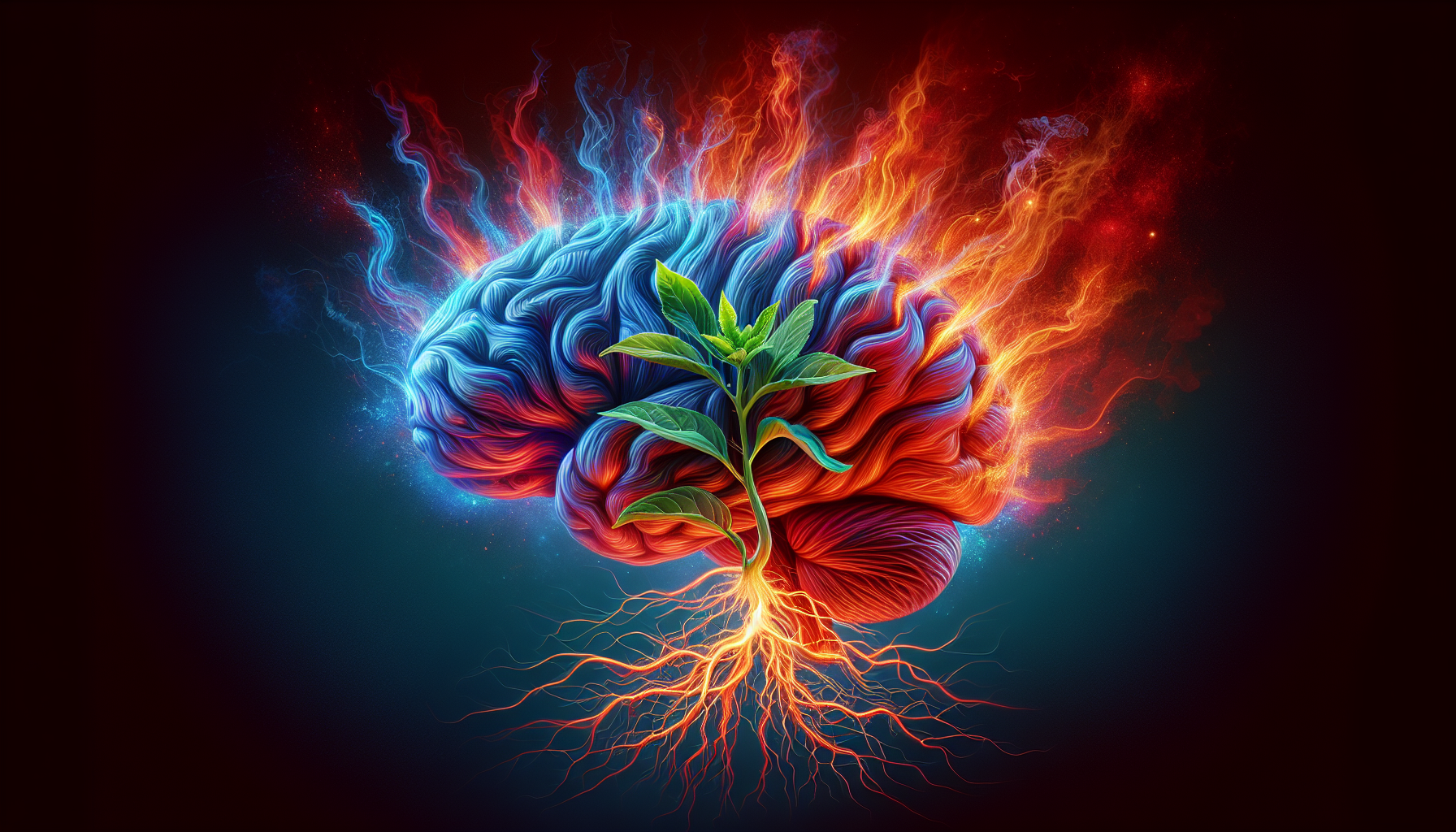 Illustration of a brain with stress levels decreasing due to ashwagandha